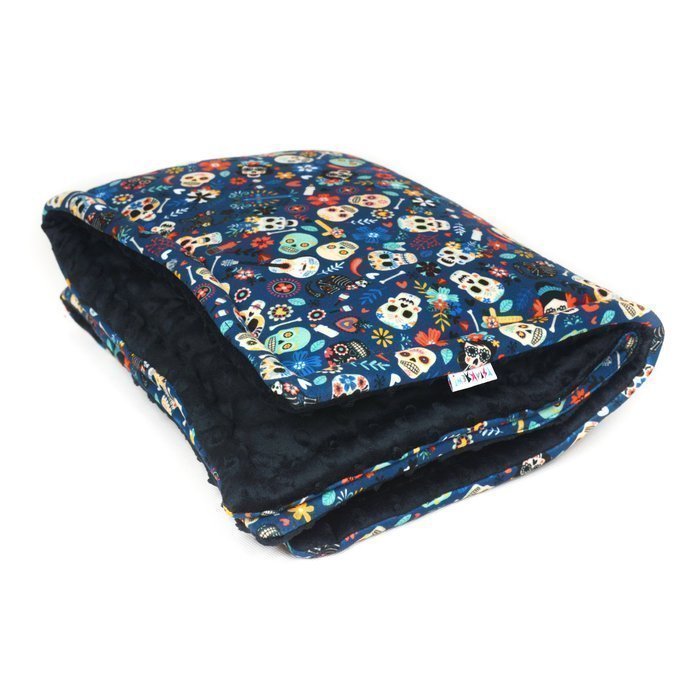 Koc dla psa Día de los Muertos mata, pled  polar Minky -75x125 cm