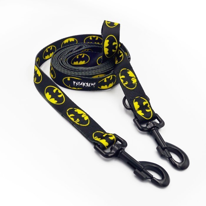 Smycz Dla Psa Przepinana Batdog szerokość 2,5 cm czarny duży mocny karabińczyk-220 cm