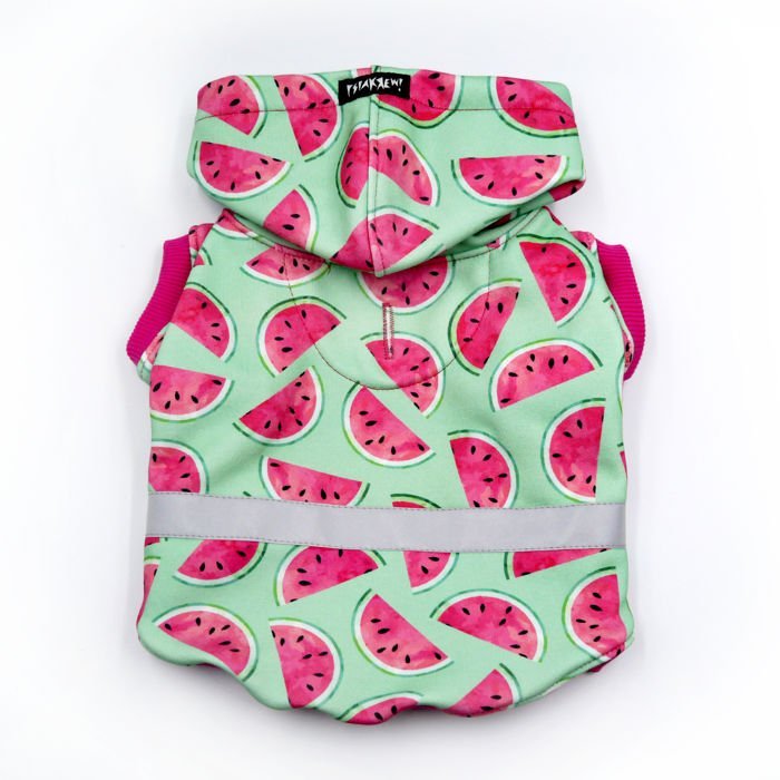 Bluza dla Psa z kapturem Watermelon, odblaskowy element, wzór arbuzy-L
