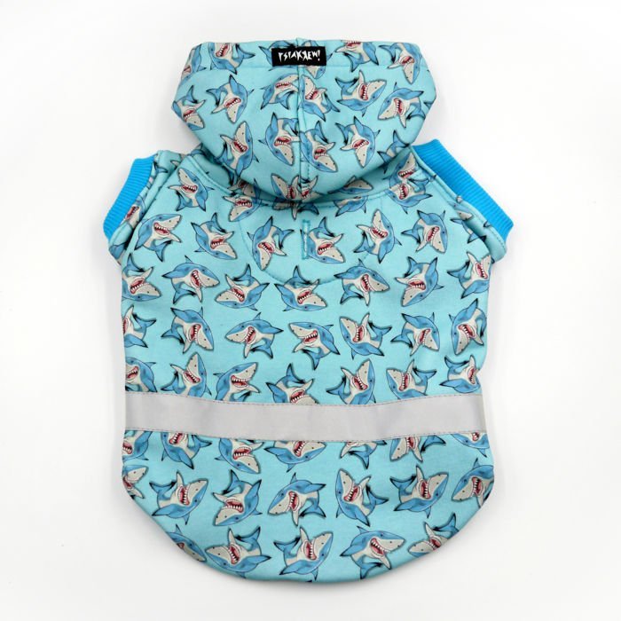 Bluza dla Psa z kapturem Shark, odblaskowy element, wzór rekiny-L