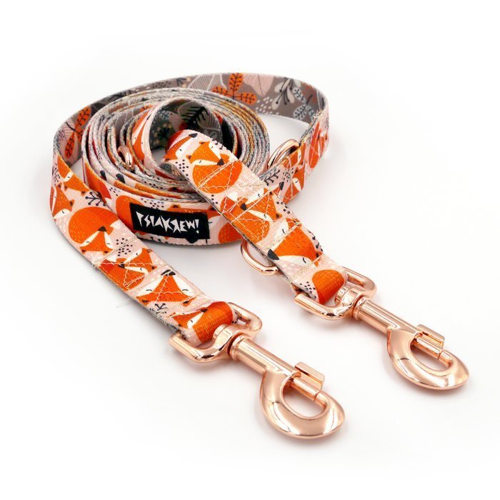 Długa Smycz Dla Psa Przepinana Regulowana Foxy Lady taśma 2,5 cm, karabińczyk różowe złoto-220 cm