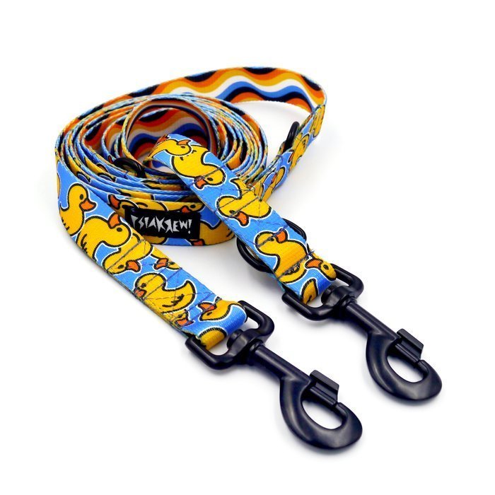 Długa Smycz Dla Psa Przepinana Regulowana Ducky Duck 2,5 cm, czarny karabińczyk 8cm-220 cm