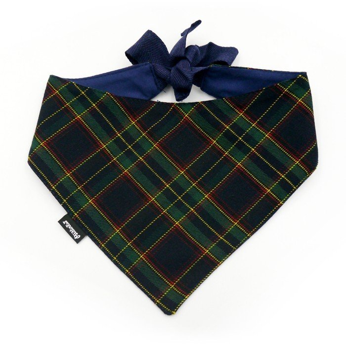 Bandanka dla psa, w szkocką kratę Tartan Dark Blue-L