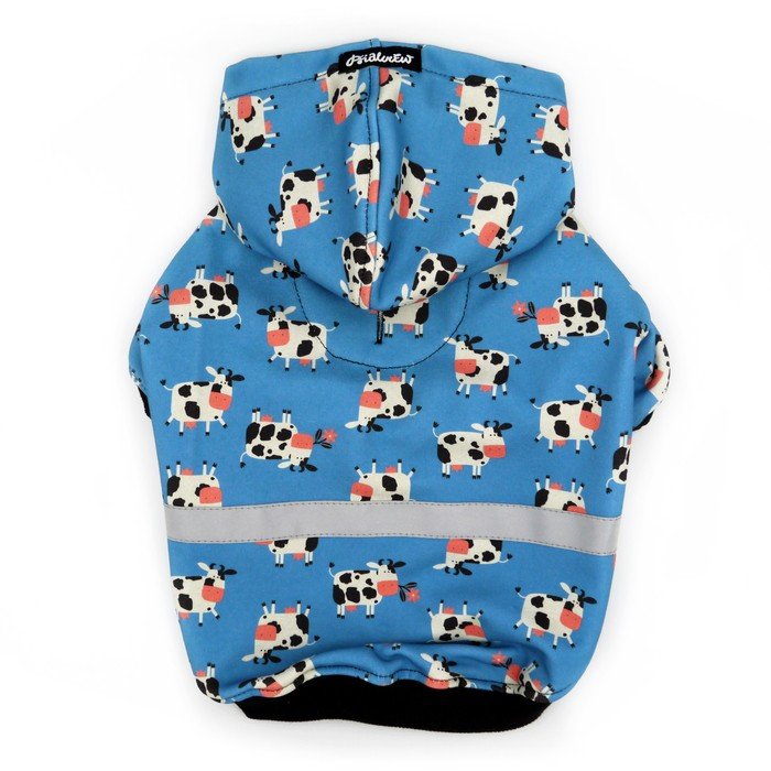 Bluza dla Psa z kapturem Łaciata Krówka, odblaskowy element, wzór żabki-L