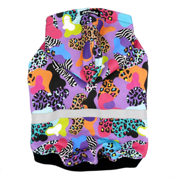 Bluza dla Psa z kapturem Crazy Leopard, odblaskowy element, wzór żabki-XXL