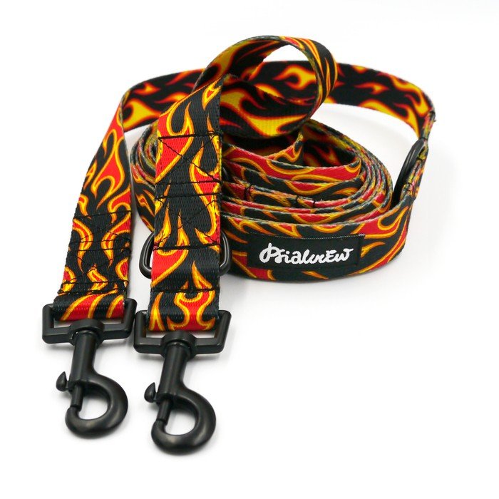 Długa Smycz Dla Psa Przepinana Regulowana Dog On Fire Psiakrew, szerokość 2,5 cm, karabińczyk 6cm czarny-300 cm