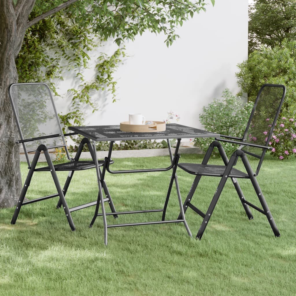 Lumarko Stół ogrodowy, 80x80x72 cm, antracytowy, metalowa siatka