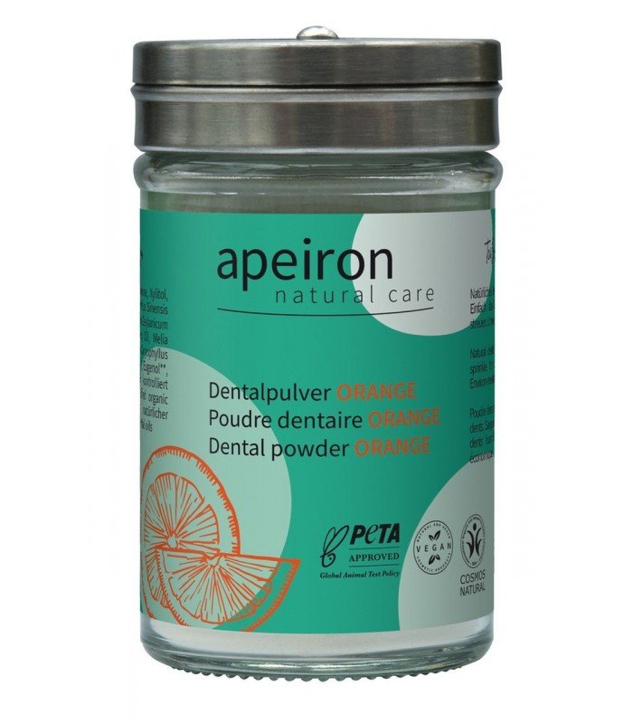 Apeiron, Proszek do czyszczenia zębów, POMARAŃCZA, Cosmos Natural, Vegan, 40 g