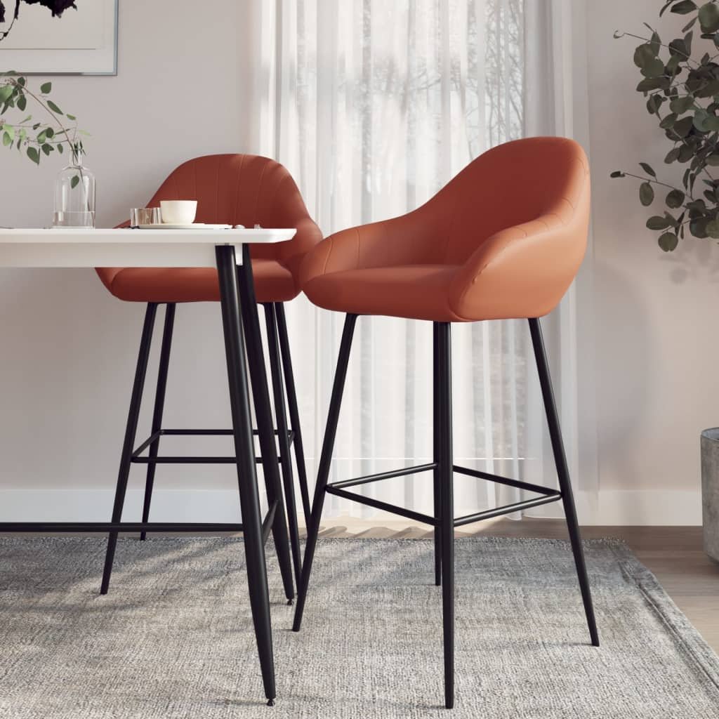 Lumarko Stołki barowe, 2 szt., jasnobrązowe, sztuczna skóra