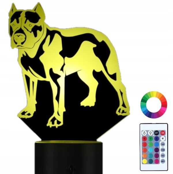Lampka Nocna Led 3D Pies Pitbull Amstaff Grawer