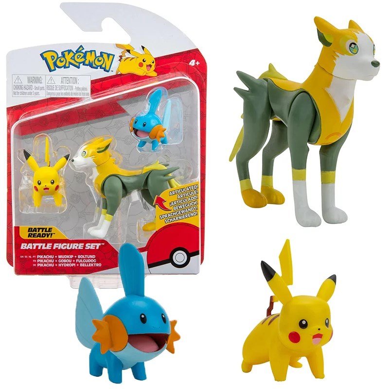Jazwares, Figurki Pokemon, Pikachu, Mudkip, Boltund, 3 Pak