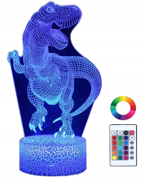 Lampka Nocna Led 3D Dinozaur T-Rex Grawer Imię