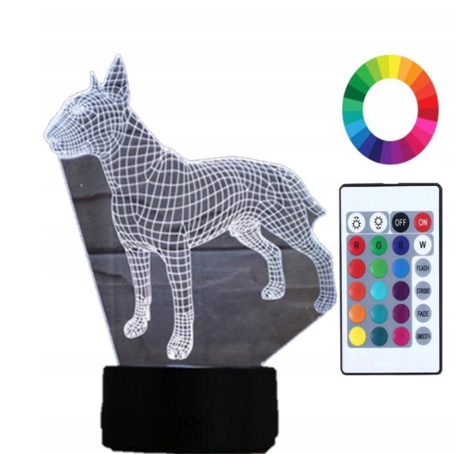 Lampka Nocna 3D Led Szczeniak Bull Terrier Imię