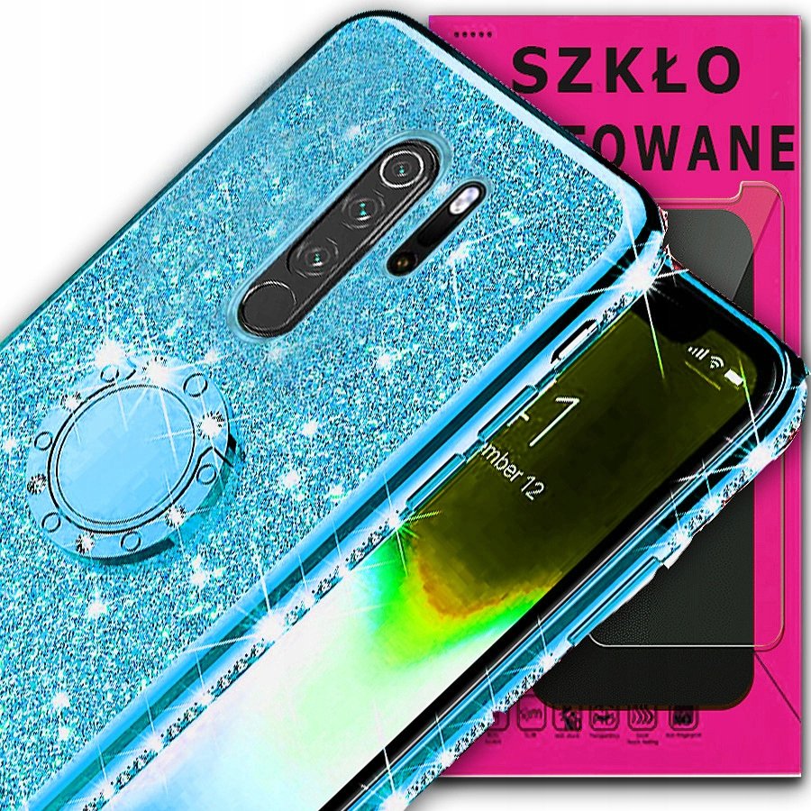 Diamentowe etui do Redmi 9 OXYGEN BlinG +Szkło