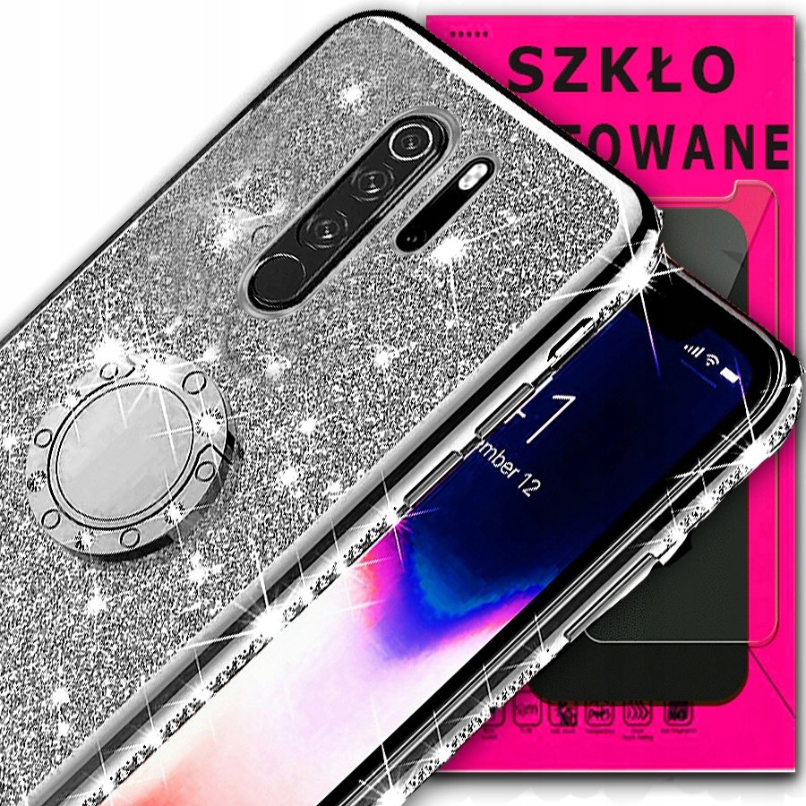 Diamentowe etui do Redmi 9 OXYGEN BlinG +Szkło