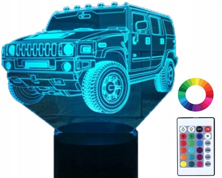 Lampka Nocna Led 3D Samochód Monster Truck Humvee