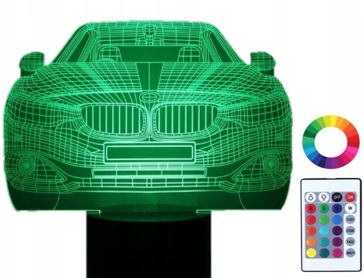 Lampka Nocna Led 3D Samochód Auto Bmw Grawer Imię