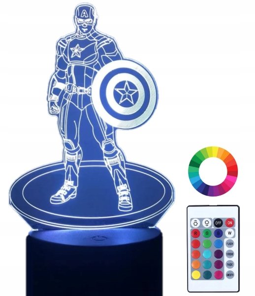Lampka Nocna Led 3D Kapitan Ameryka Marvel Grawer