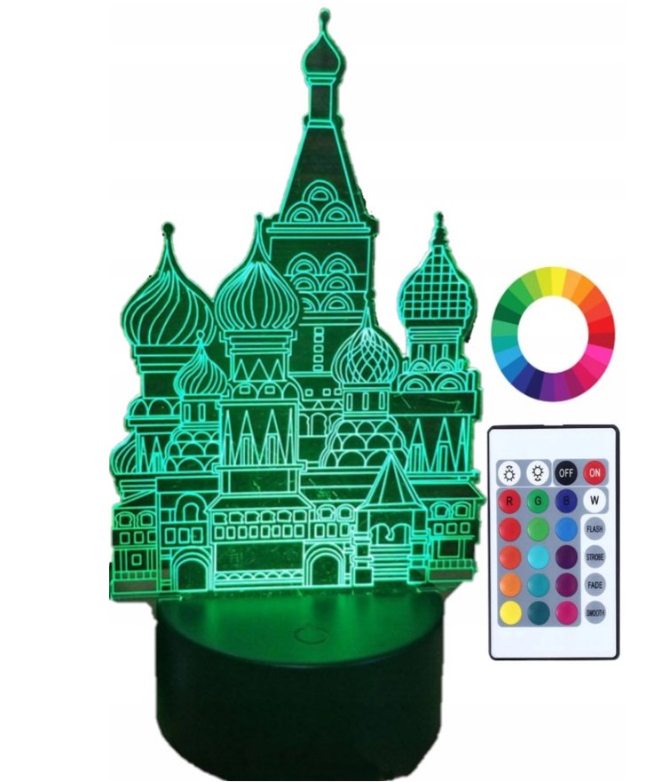 Lampka Nocna Led 3D Pałac Budowla Grawer Imię