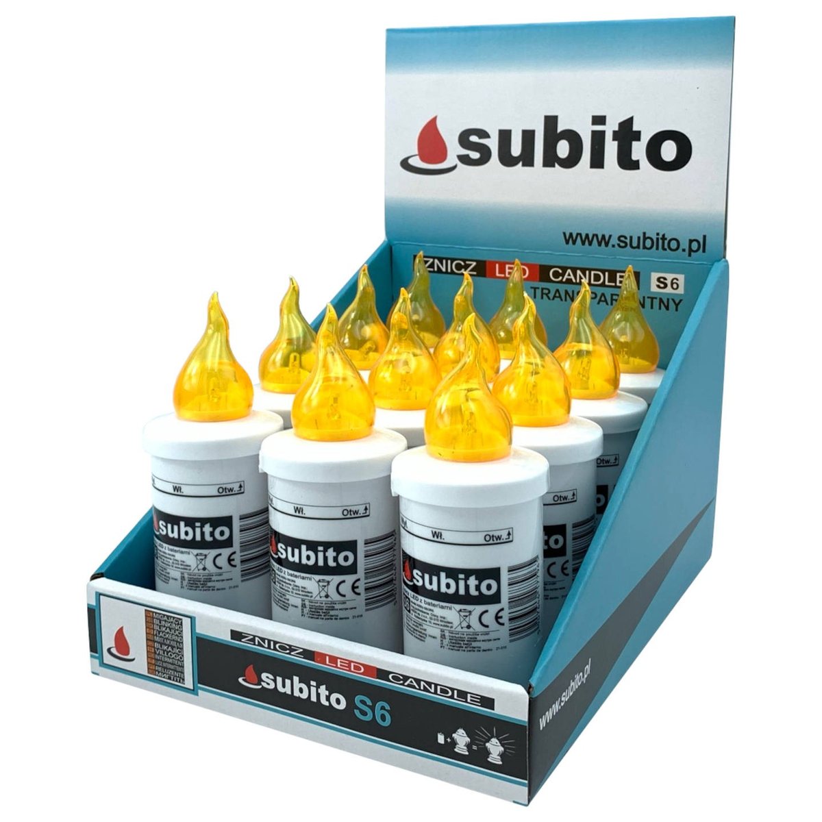 Wkłady Do Zniczy Led Subito S6 12 Sztuk Żółte