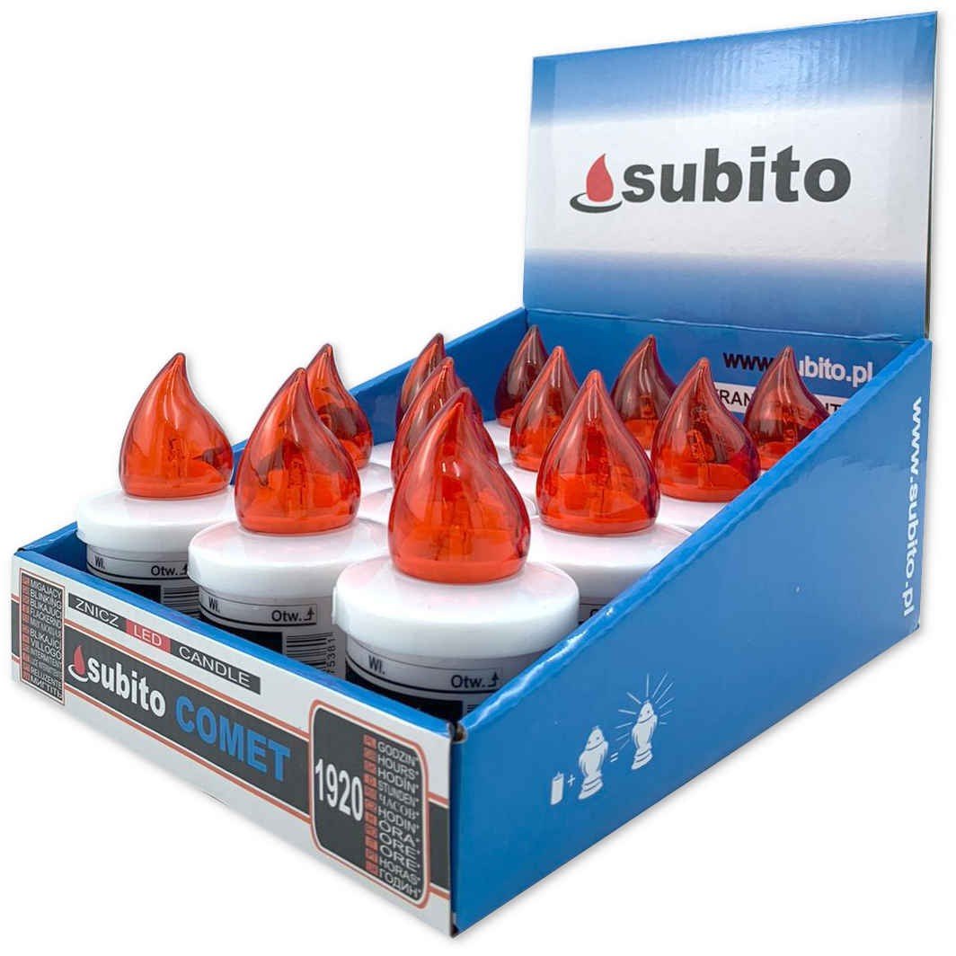 Wkłady Do Zniczy Led Subito Comet 12 Sztuk Czerwone
