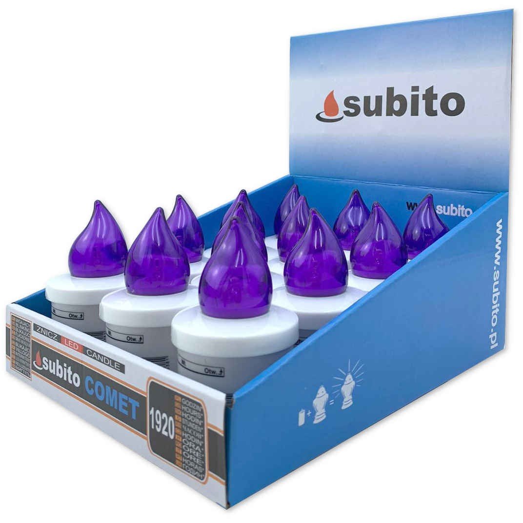 Wkłady Do Zniczy Led Subito Comet 12 Sztuk Fioletowe