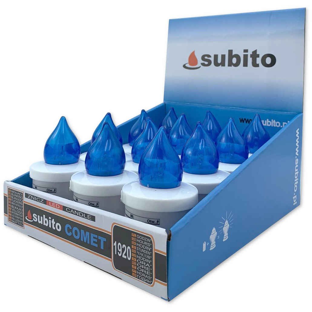 Wkłady Do Zniczy Led Subito Comet 12 Sztuk Niebieskie