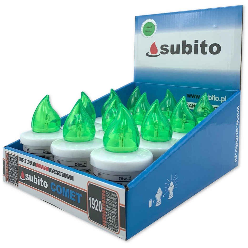 Wkłady Do Zniczy Led Subito Comet 12 Sztuk Zielone