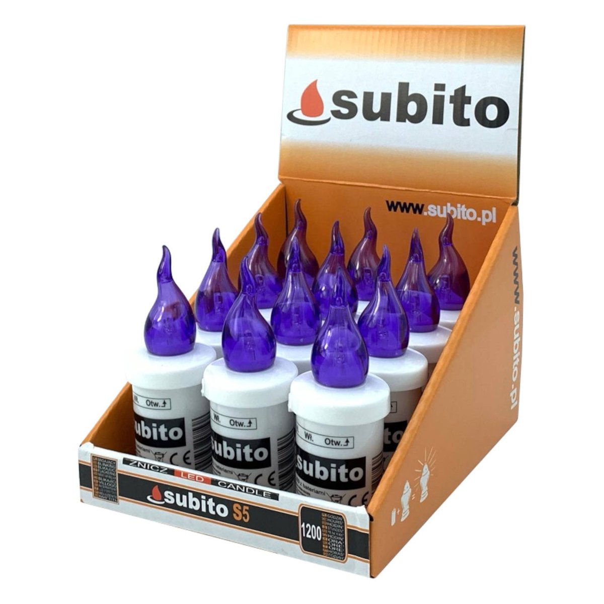 Wkłady Do Zniczy Led Subito S5 12 Sztuk Fioletowe