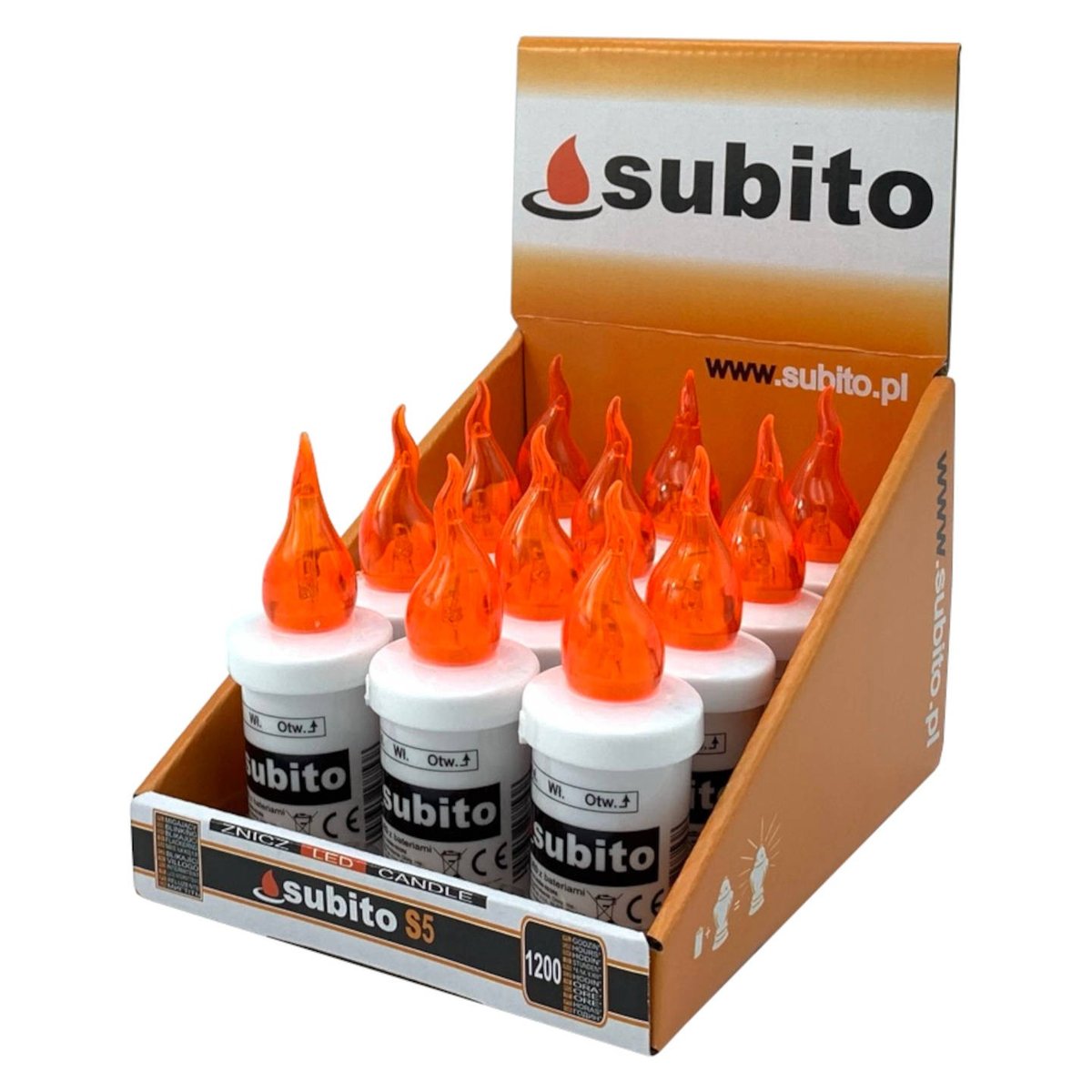 Wkłady Do Zniczy Led Subito S5 12 Sztuk Pomarańczowe