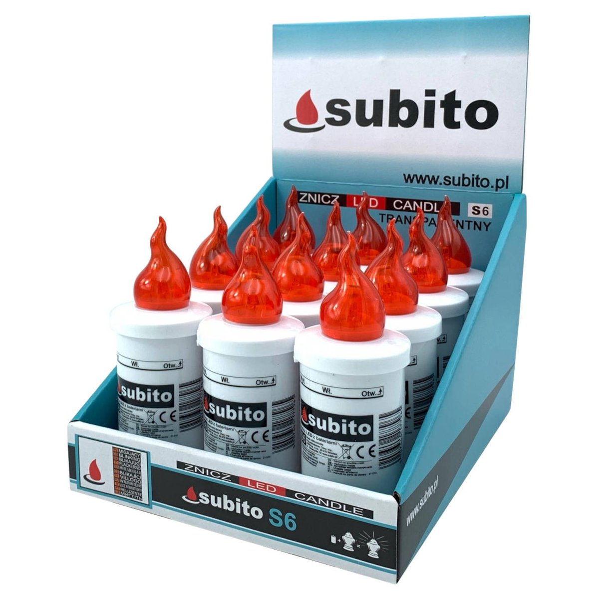 Wkłady Do Zniczy Led Subito S6 12 Sztuk Czerwone