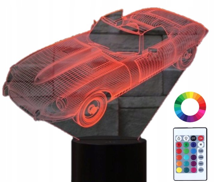 Lampka Nocna Led 3D Samochód Klasyk Grawer Imię