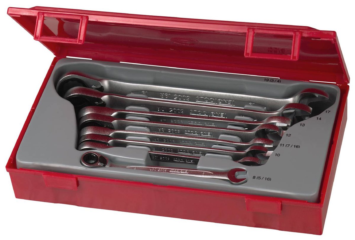 Zestaw kluczy płasko-oczkowych z grzechotką 8 - 19 mm Teng Tools TT6508R