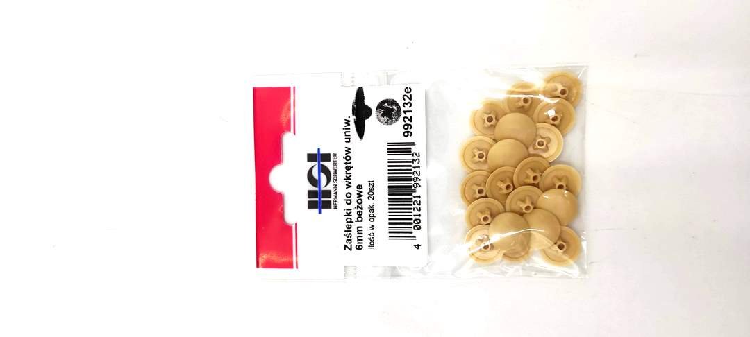 Zaślepki do wkrętów 6 mm beżowe 20 szt.