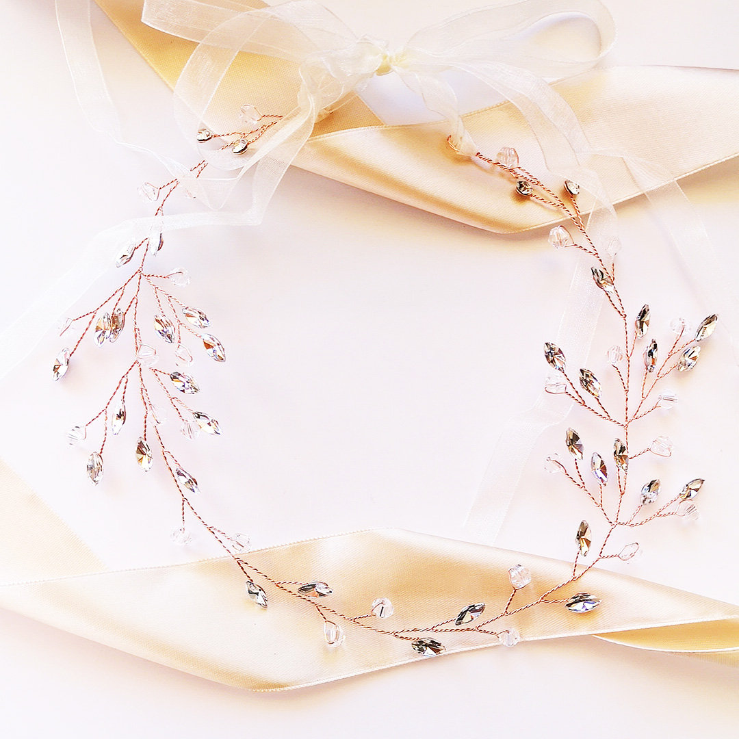 Kokonet, Opaska wianek Rose Gold delikatna na ślub