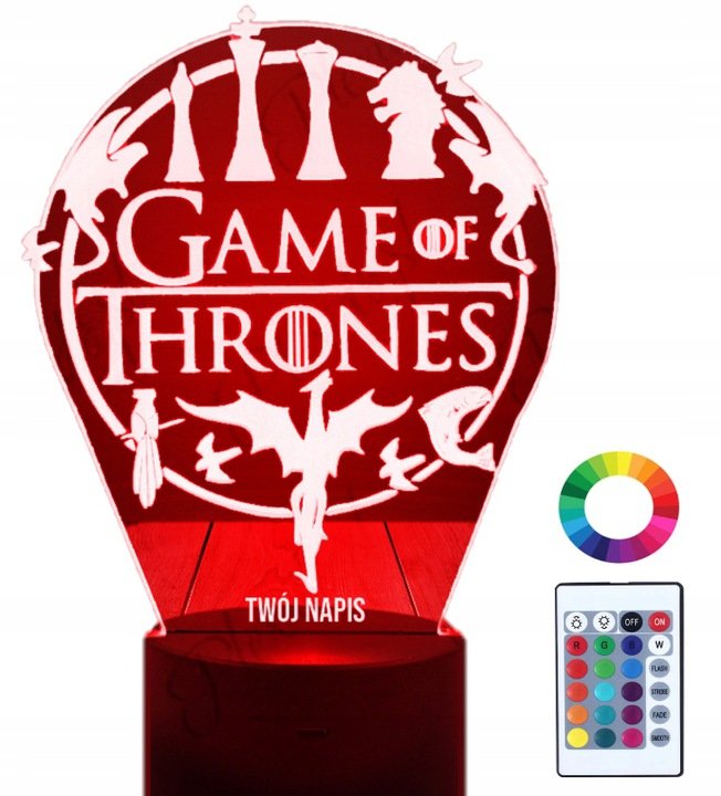 Lampka Nocna 3D Led Gra O Tron Ród Smoka Grawer