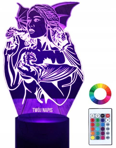 Lampka Nocna 3D Led Gra O Tron Daenerys Targaryen