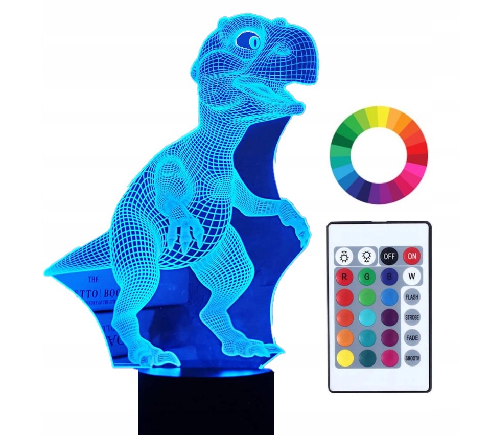 Lampka Nocna 3D Led Park Jurajski Grawer Plexido