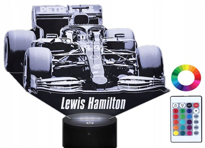 Lampka Nocna Z Imieniem Formuła 1 Hamilton 3D Led