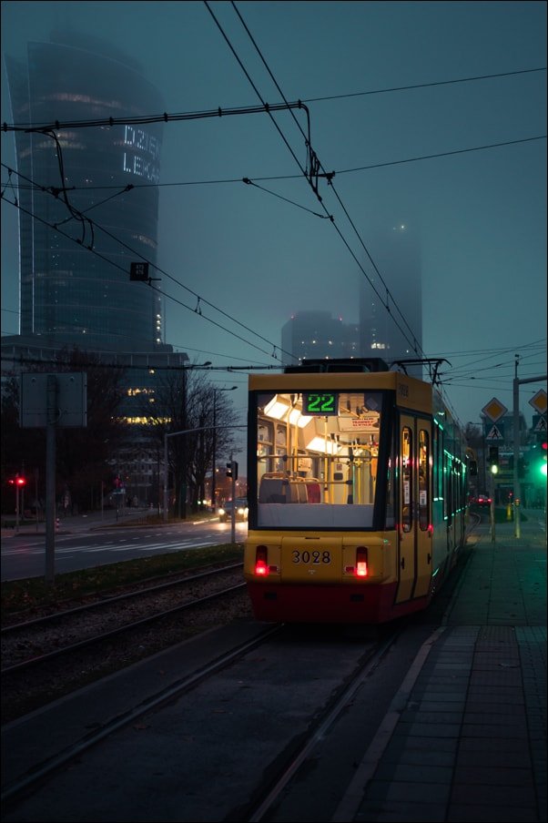 Warszawa Tramwaj Dwadzieścia dwa - Plakat premium 30x40 cm