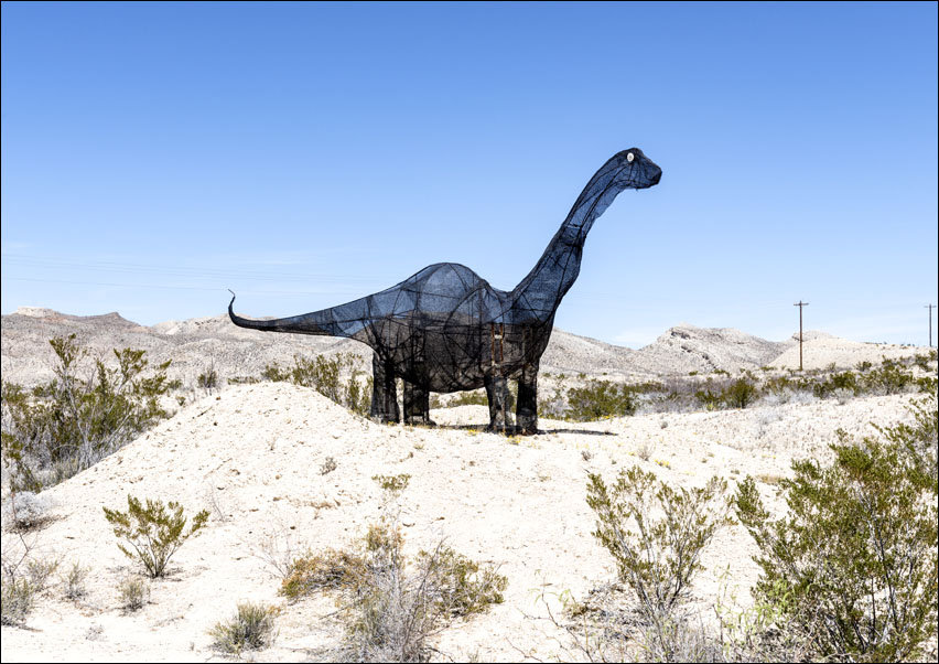 A whimsical dinosaur figure in southern Brewster County, Texas., Carol Highsmith - plakat 50x40 cm