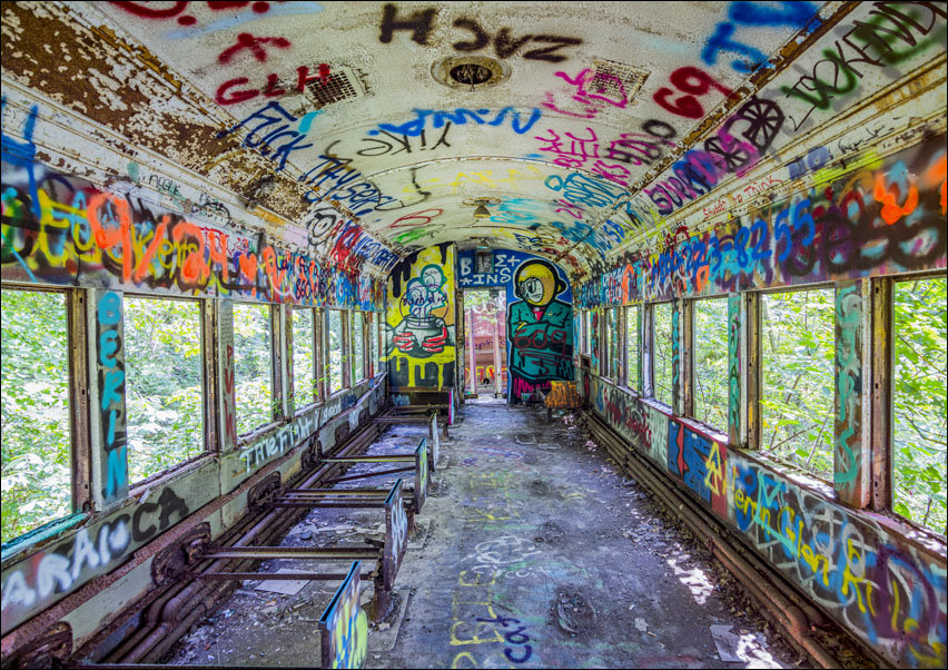 Abandoned passenger train car in Lambertville, New Jersey, Carol Highsmith - plakat 80x60 cm