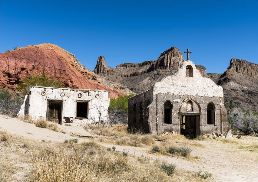 Abandoned western movie set in Big Bend Ranch State Park, Texas., Carol Highsmith - plakat 100x70 cm