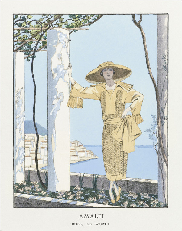Adieu! / Manteau du soir, de Worth from Gazette du Bon Ton. Art – Modes & Frivolités: Evening Attire No. 4 Pl. 28, George Barbier - plakat 70x100
