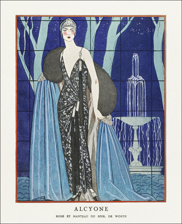 Alcyone / Robe et manteau du soir, de Worth, George Barbier - plakat 59,4x84,1 cm