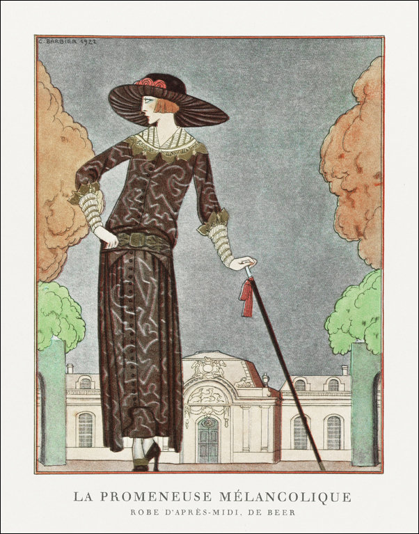 Amalfi. Robe, de Worth from Gazette du Bon Ton No. 7, Pl. 54, George Barbier - plakat 21x29,7 cm