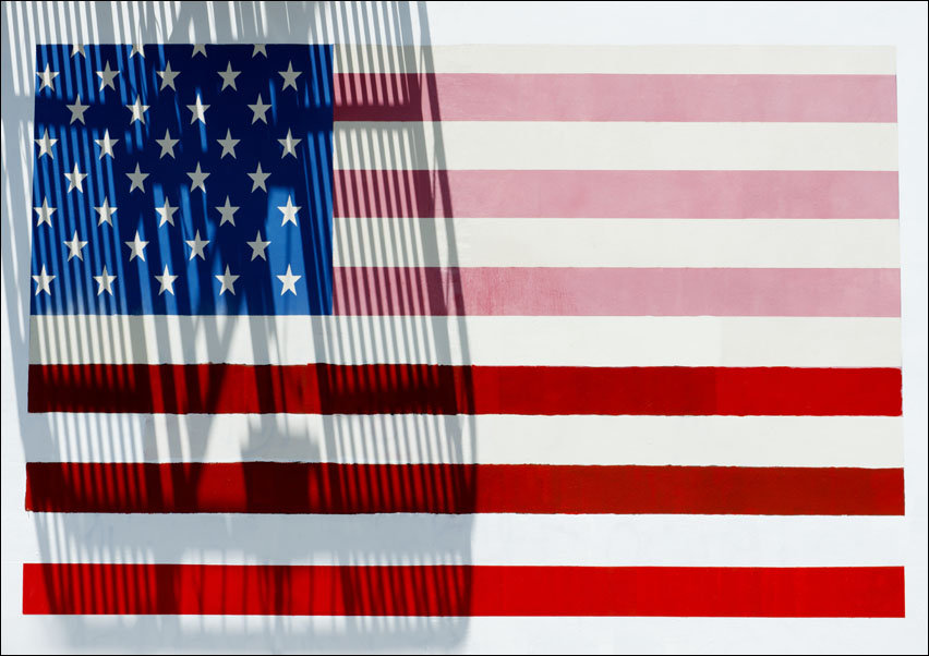 American flag mural in Chinatown, Carol Highsmith - plakat 70x50 cm