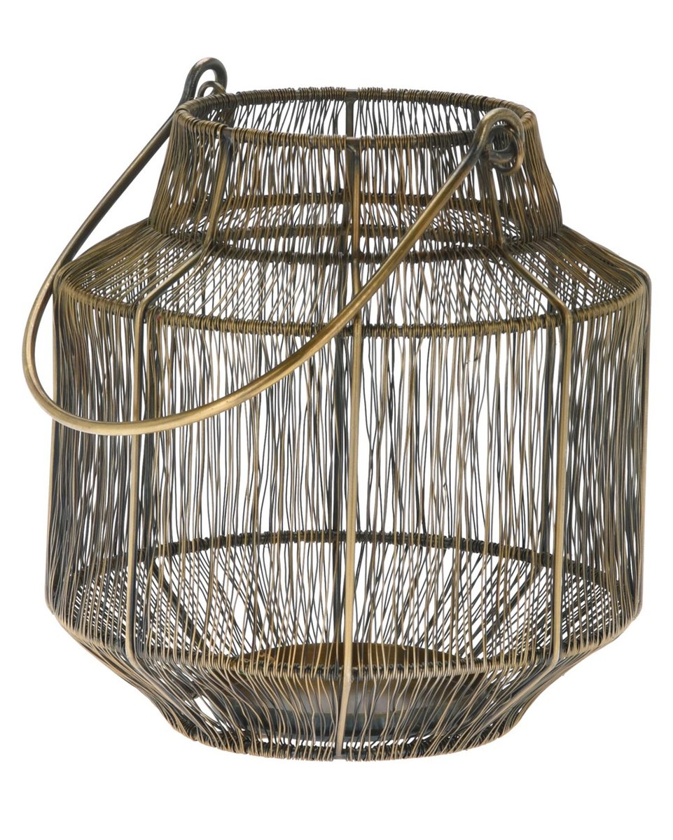 Lampion druciany złoty z rączką 23 cm