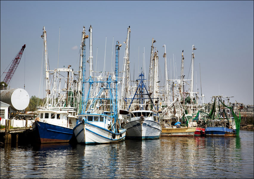 Bayou La Batre is a fishing village with a seafood-processing harbor for fishing boats and shrimp boats., Carol Highsmith - plakat 100x70 cm