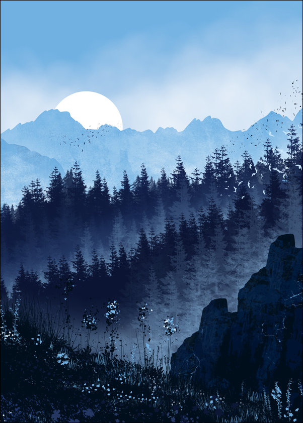 Błękitny las - plakat 70x100 cm
